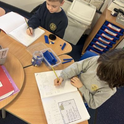Exchanging tens in order to complete two digit subtraction problems.