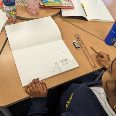 In art, we're looking at perspective drawing.