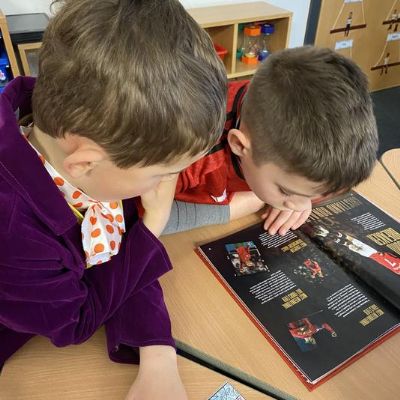 Peer reading with Year 2 as part of ‘World Book Day’.
