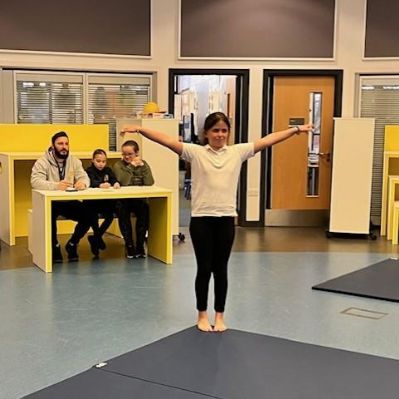 Gymnastics club trials for year 5/6 competition.
